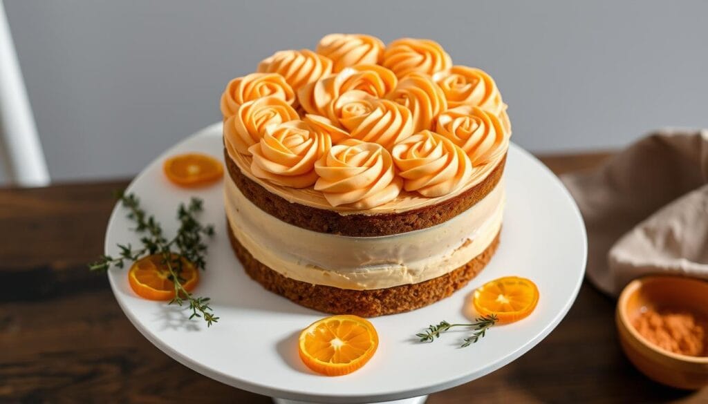 Decorated Carrot Cake Presentation